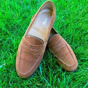 Loake Suede Loafers UK 10 Brown Eton Made in England Tan Snuff Penny shoemakers